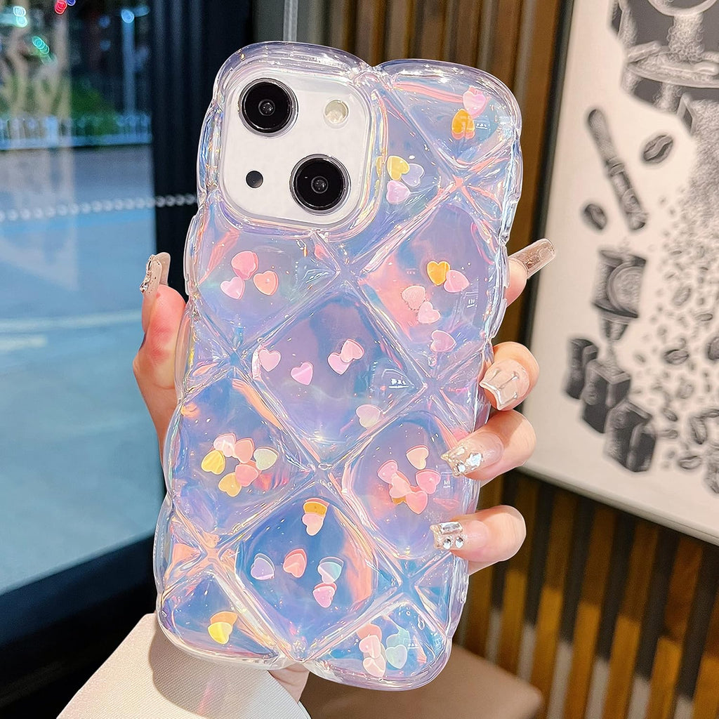 Transparent 3D Laser Gradient Heart TPU Phone Case