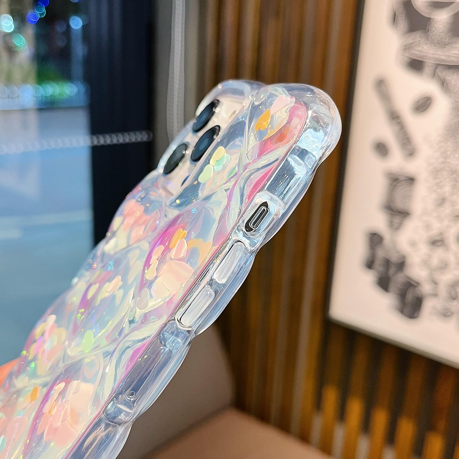 Transparent 3D Laser Gradient Heart TPU Phone Case